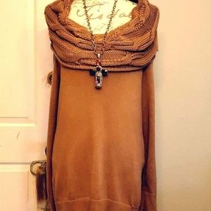 Michael Kors Cable Knit Cowl Neck Tunic Sweater S